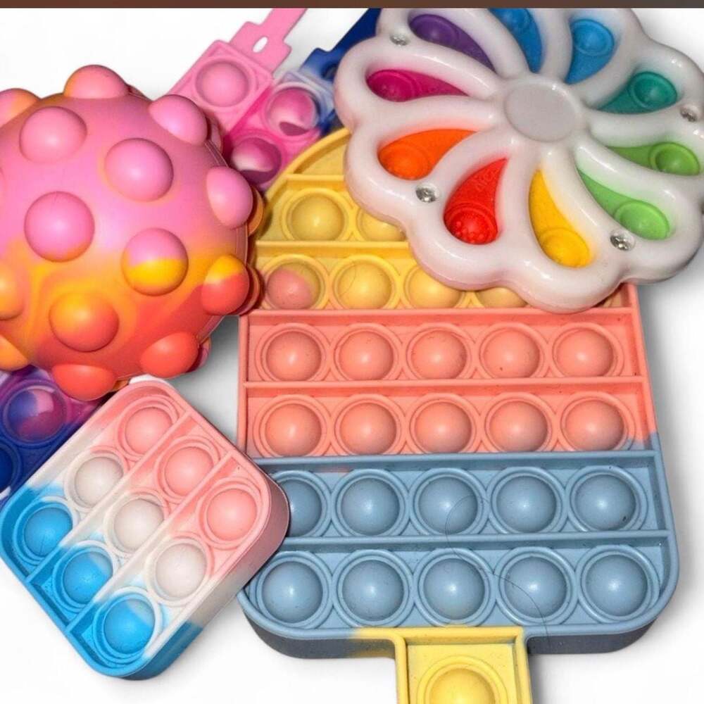 Assorted Fidget Toy Lot w/ Pop-it Ice Cream, Spinner, and Squeeze Ball
